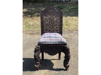 Antique Indian Carved Chair Heavily Detailed