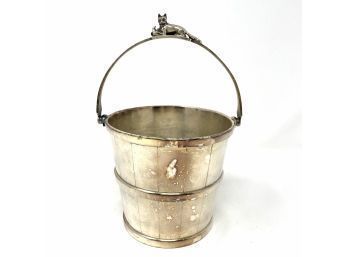 Victorian Era Whimsical Figural Silver Plate Ice Bucket With Fox Handle