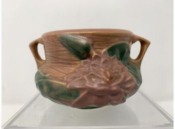 Roseville Pottery Water Lily 1943 Brown Jardiniere Planter 663-3