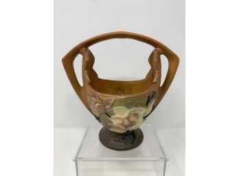 Roseville Pottery Magnolia 1943 Brown Basket 383-7