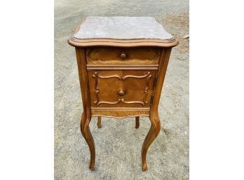 French Provincial Marble Top Stand With Drawer