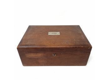 Antique Humidor With Monogrammed Plaque On Lid