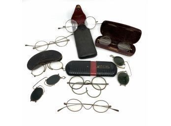 Large Collection Of Antique Spectacles