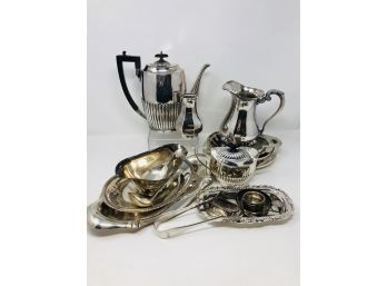 Large Collection Of Antique Silver Plate