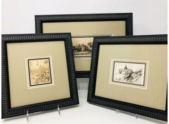 3 Early City Scape Etchings