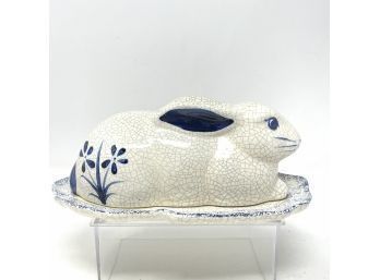 Dedham Pottery Bunny Covered Butter Dish