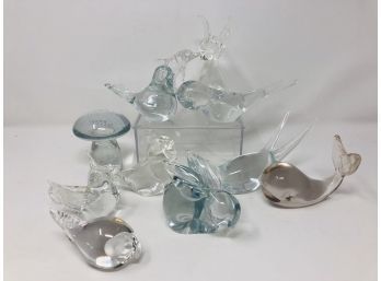 Collection Of Glass Paperweight Animals
