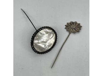 Antique Hat Pins Mother Of Pearl