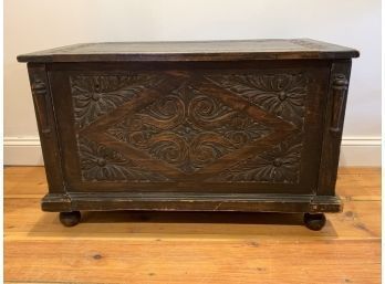 Large Carved Wooden Storage Box