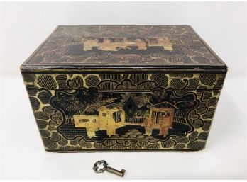 Antique Box Filled With Mother Of Pearl Gaming Chips