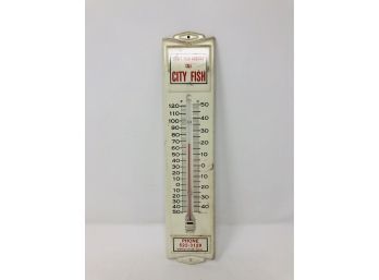 Vintage ' CITY FISH' Advertising Thermometer - Metal
