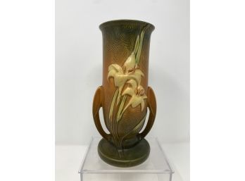 Roseville Pottery Zephyr Lily 1946 Brown And Green Vase 133-8- As Is