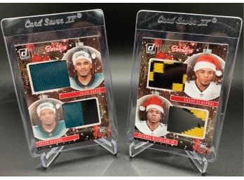 Lot Of (2) 2020 Donruss Dual Rookie Sweaters With Chase Claypool And Jalen Hurts