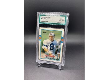1989 Topps Traded Troy Aikman Rookie Card AGS Graded 10