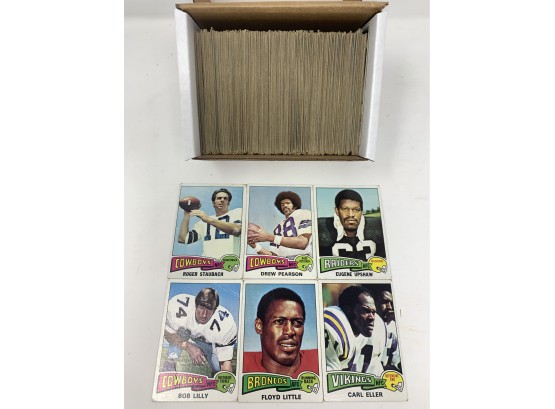 1975 Topps Football 270 Plus Card Lot With Roger Staubach & Loaded With Hall Of Famers