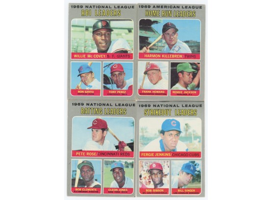 1970 Topps Leader Card Lot With Bob Clemente, Pete Rose, And Reggie Jackson