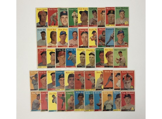 1958 Topps Baseball 50 Card Lot With Frank Robinson