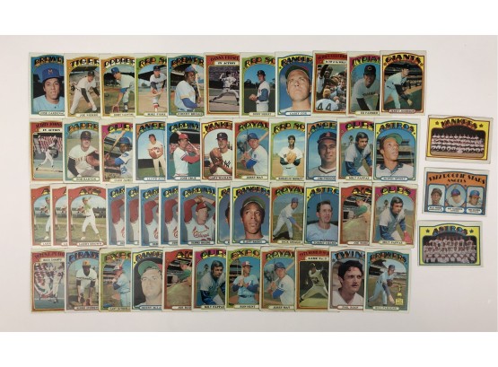 1972 Topps Baseball 50 Card Lot With Stars
