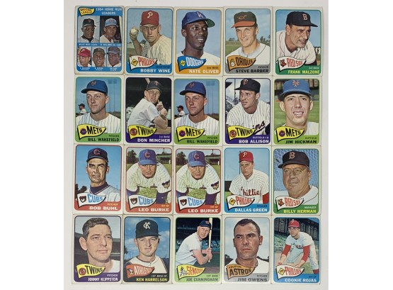 1965 Topps Baseball 20 Card Lot With Willie Mays