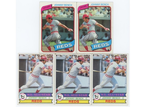 Lot Of 5 Johnny Bench Cards