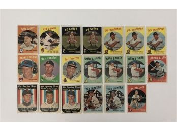 1959 Topps Baseball 20 Card Lot With Stars