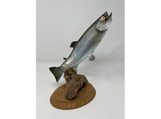 TROUT FISH DECOY SCULPTURE CARVING FLY FISHING ART BY Marc DeMotte
