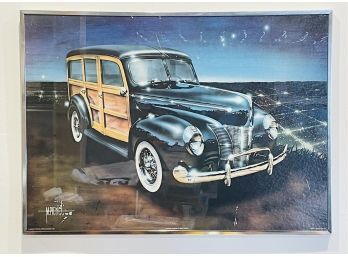 Vintage Mike Pickel Framed Lithograph Automotive Poster