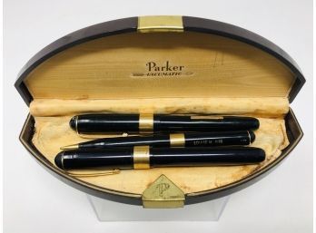 Collection Of Penman Fountain Pens In Parker Case