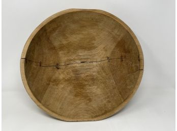 Antique Wooden Bowl With Wire Repairs