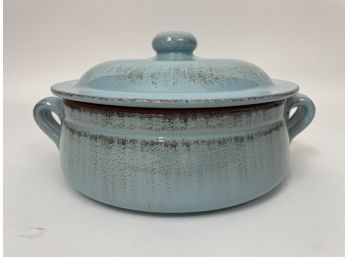 Blue Glaze Italian Pottery Covered Dish