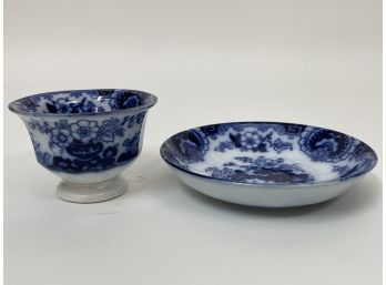 Flow Blue Tea Cup And Saucer