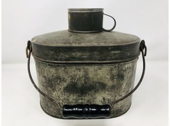 Antique Lunch Bucket LISK 1920s Era Metal With Original Cup & Insert - Coal Mining