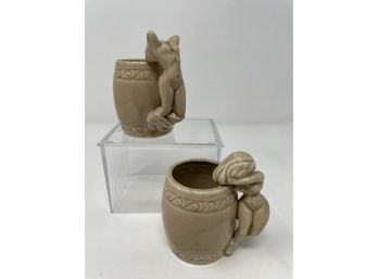 Vintage Pottery Shot Glasses With Nude Figures