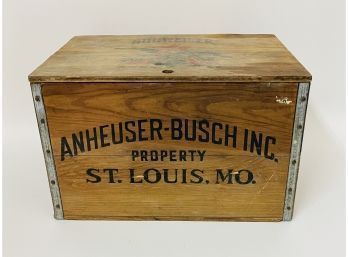 Anheuser-busch Inc Wooden Advertising Crate With Checkerboard Top