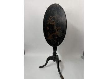 Asian Style Hand Painted Tilt Top Table - As Pictured
