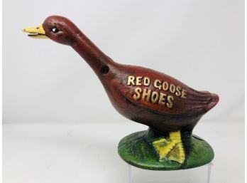 Cast Iron Red Goose Shoes Bank