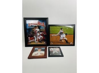 Collection Of Signed Red Sox Photos Dustin Pedroia , Sparky Lyle , And Jason Varitek