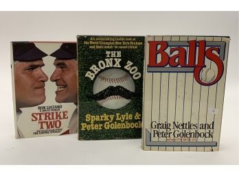 Lot Of 3 Baseball Books- Balls, The Bronx Zoo, And Strike Two