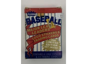 1986 Fleer Baseball Limited Edition Major League Leaders Complete Set
