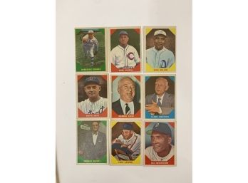 Lot Of 9 1960 Fleer Baseball Greats Cards