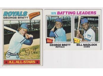 1977 Topps Baseball #1 1976 Batting Leaders & #580 George Brett