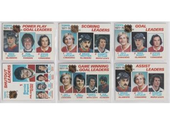 Lot Of 6 1978-79 Topps Hockey Leaders Cards