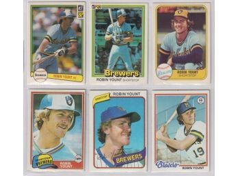 Lot Of 6 Assorted Robin Yount Baseball Cards - 1978-82