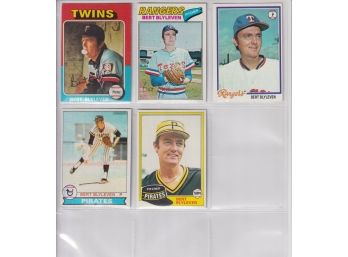 Lot Of 5 Assorted Topps Baseball Bert Blyleven Cards - 1975-81