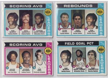 Lot Of 4 1974-75 Topps Basketball Leaders Cards