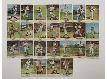 Lot Of 25 1961 Golden Press Hall Of Fame Baseball Cards Including Young, Wagner, DiMaggio, And Cobb