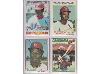 Lot Of 4 Assorted Lou Brock Cards - 1977-79