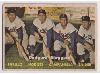 1957 Topps #400 Dodgers Sluggers Featuring Hodges, Campanella, And Snider