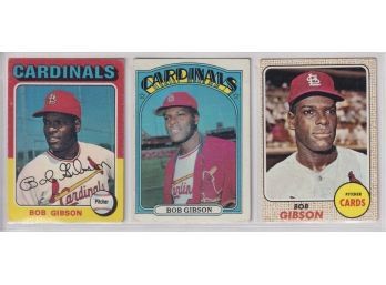 Lot Of 3 Topps Baseball Gibson Baseball Cards- 1968 #100, 1972 #130, 1975 #150