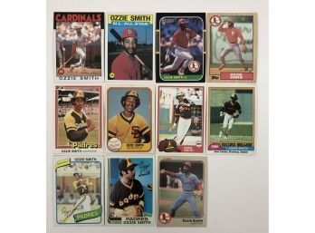 Lot Of 11 Assorted Ozzie Smith Baseball Cards - 1980-87